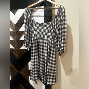 Gingham B&W Pink Lily Dress